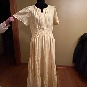 Anthropologie Light Yellow Somerset Dress